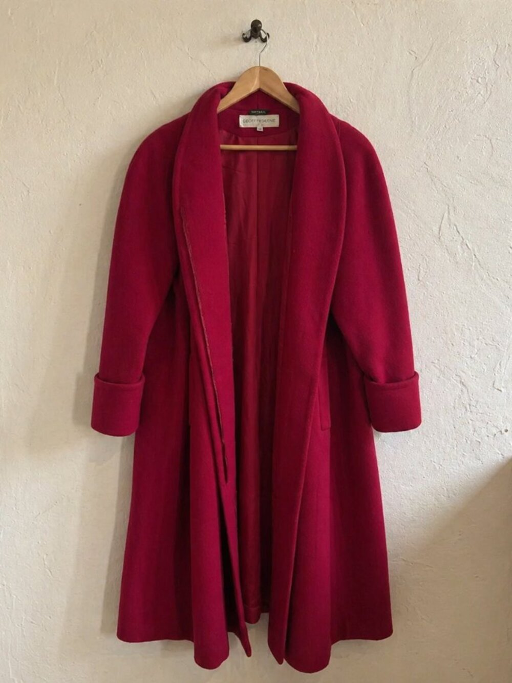 VINTAGE Bert Newman Red Wool Coat Womens 14 Vintage Neiman Marcus Long Coat